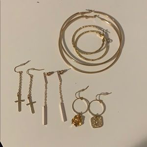 Assorted gold and rose gold earrings
